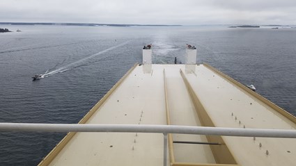 The golden bridge on its boat trip through the Stockholm archipelago March 11, 2020.