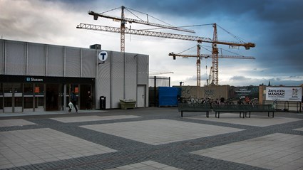 From the Slussen subway exit you can follow the work.